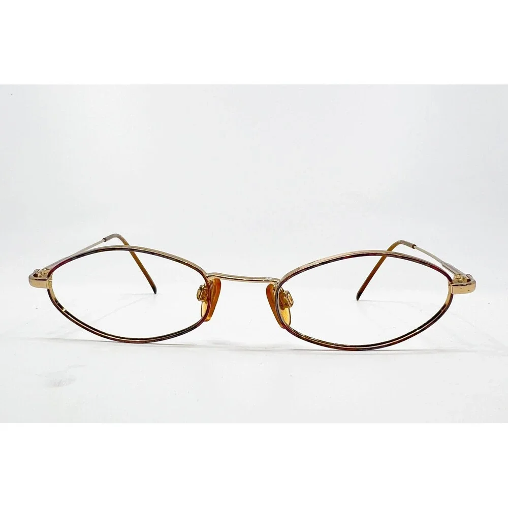 Anne Klein Eyeglasses Women Gold Tortoise Oval Frames Italy K1087 47-19-130